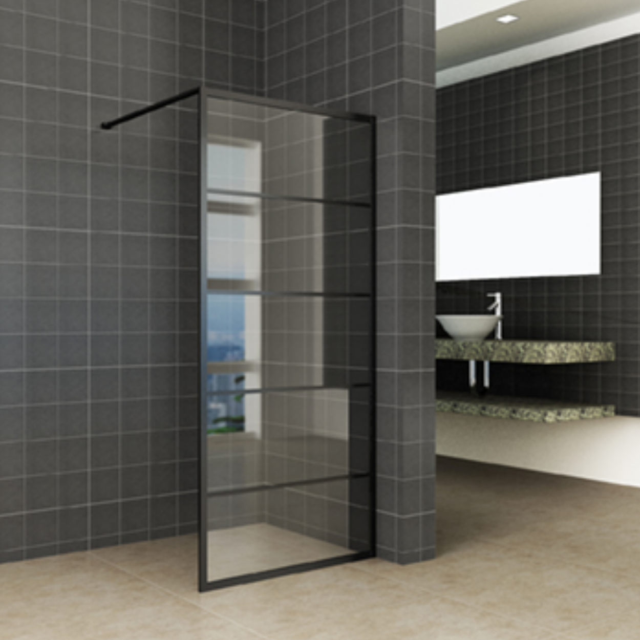 Wiesbaden Horizon Inloopdouche 8mm Helder Glas / Mat Zwart